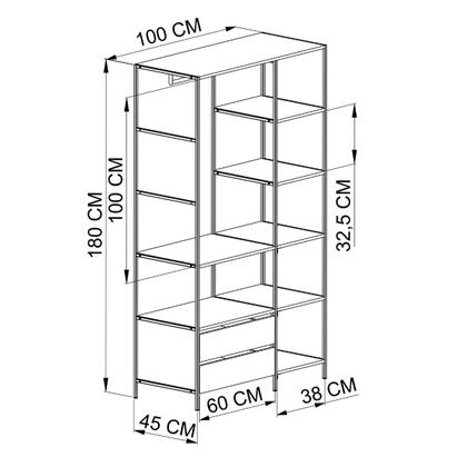 Imagem de Guarda Roupas Aberto Com 2 Mesas Cabeceira Estilo Industrial