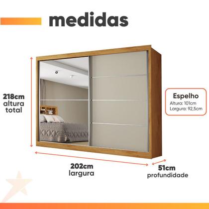Imagem de Guarda Roupas Casal 2 Portas de Correr com Espelho 4 Gavetas Flex 100% MDF Austria