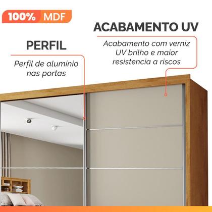 Imagem de Guarda Roupas Casal 2 Portas de Correr com Espelho 4 Gavetas Flex 100% MDF Austria