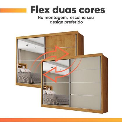 Imagem de Guarda Roupas Casal 2 Portas de Correr com Espelho 4 Gavetas Flex 100% MDF Austria