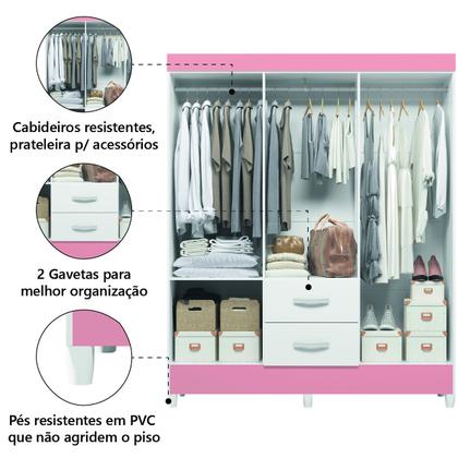 Imagem de Guarda Roupas Casal 6 Portas 2 Gavetas Mobi Branco / Rosa Flex Albatroz