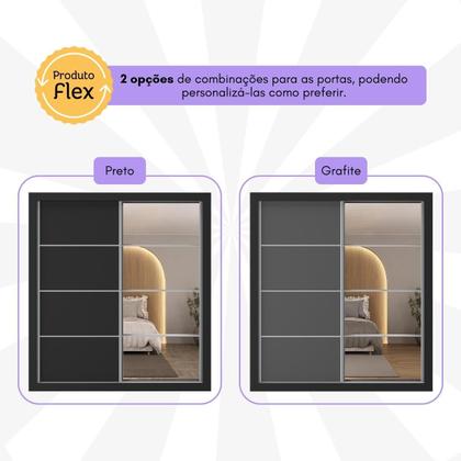 Imagem de Guarda-Roupas Casal com Espelho 2 Portas de Correr 4 Gavetas Chicago Multimóveis MP4316