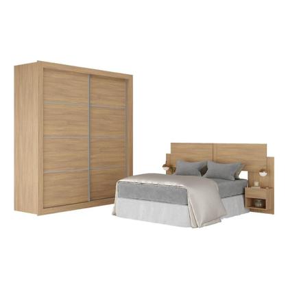 Imagem de Guarda-roupas Casal E Cabeceira Com 2 Mesas De Cabeceira Multimóveis Mp4337 Madeirado Madeirado