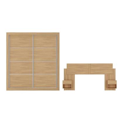 Imagem de Guarda-roupas Casal E Cabeceira Com 2 Mesas De Cabeceira Multimóveis Mp4337 Madeirado Madeirado