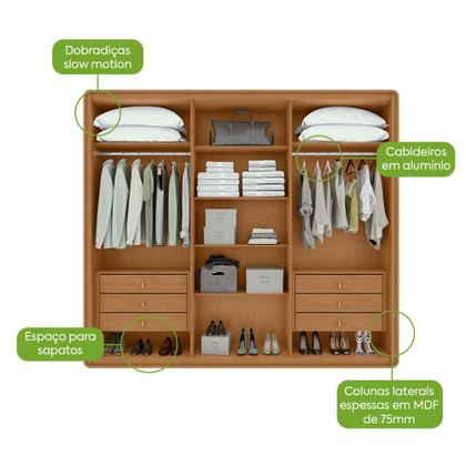 Imagem de Guarda-Roupas Casal Loop 6 Portas com Pés - Lopas