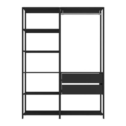 Imagem de Guarda Roupas Closet Modulado 135cm 2 Peças Com 2 Gavetas E Cabideiro Multimóveis MP4320 Preto