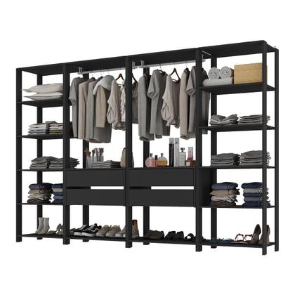 Imagem de Guarda-Roupas Closet Modulado 270cm 4 Peças com 4 Gavetas e Cabideiros Multimóveis MP4321