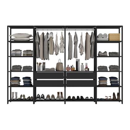 Imagem de Guarda-Roupas Closet Modulado 270cm 4 Peças com 4 Gavetas e Cabideiros Multimóveis MP4321