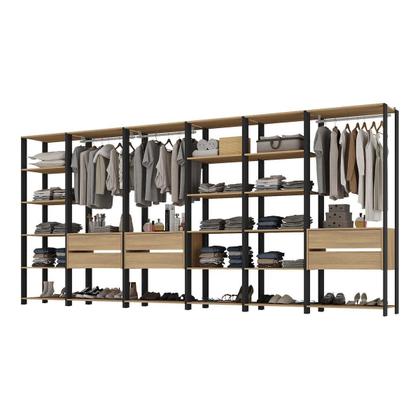 Imagem de Guarda-Roupas Closet Modulado 405cm 6 Peças com 6 Gavetas e Cabideiros Multimóveis MP4322