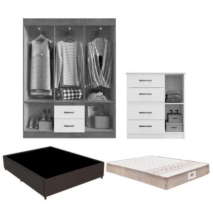 Imagem de Guarda-Roupas com Cômoda e Cama Casal com Colchão Multimóveis CR35223