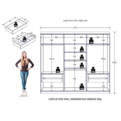 Guarda Roupas de Casal Grande Zanzini New Monumental 6 portas 4