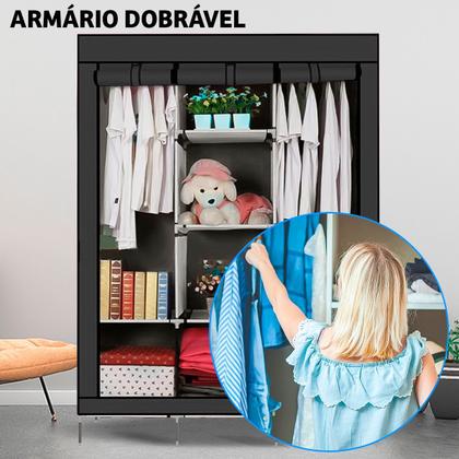 Imagem de Guarda Roupas Dobrável Casal Armário Prateleira Organizadora