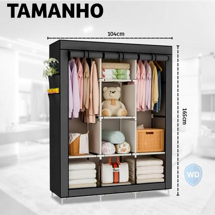 Imagem de Guarda Roupas Dobrável Casal Armário Prateleira Organizadora