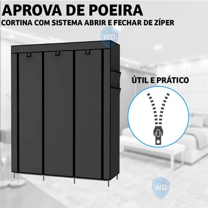 Imagem de Guarda Roupas Dobrável Casal Armário Prateleira Organizadora