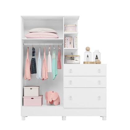 Imagem de Guarda-Roupas Infantil 2 Portas com Cômoda 3 Gavetas e Nichos Encanto Feliz -Branco Branco - ÉdeCasaMóveis