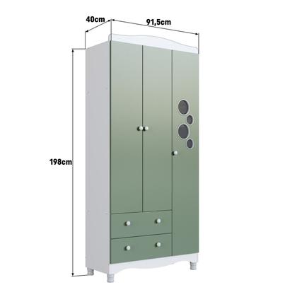 Imagem de Guarda Roupas Infantil 3 Portas e 2 Gavetas Linha Encanto