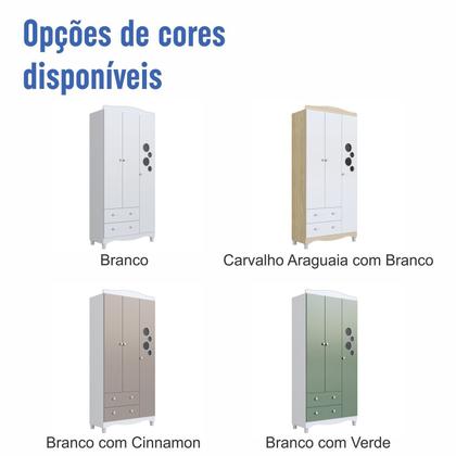 Imagem de Guarda Roupas Infantil 3 Portas e 2 Gavetas Linha Encanto