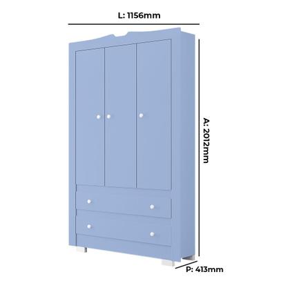 Imagem de Guarda-Roupas Infantil Happy 100% MDF Tuboarte 3 Portas 2 Gavetas