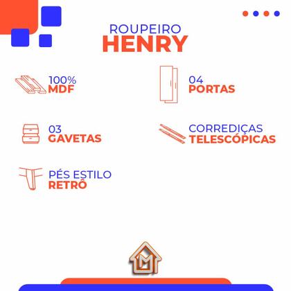 Imagem de Guarda Roupas Infantil Tuboarte Henry 4 portas e 3 gavetas 100% em MDF