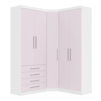 Imagem de Guarda Roupas Modulado de Canto Diagonal 3 Peças com 5 Portas e 4 Gavetas Alpes Luciane Móveis