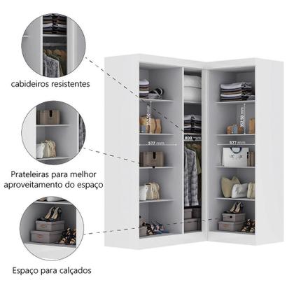 Imagem de Guarda Roupas Modulado De Canto Madrid Com 5 Portas Maxel Branco