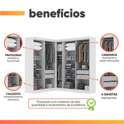 Imagem de Guarda Roupas Modulado de Canto Madrid com 9 Portas Maxel