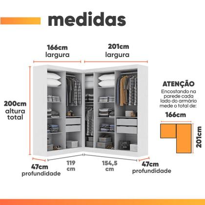 Imagem de Guarda Roupas Modulado de Canto Madrid com 9 Portas Maxel