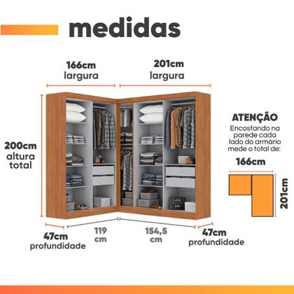 Imagem de Guarda Roupas Modulado de Canto Madrid com 9 Portas Maxel