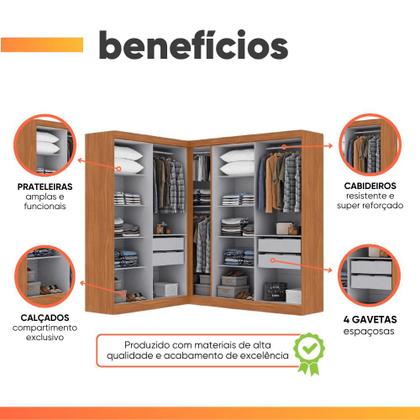 Imagem de Guarda Roupas Modulado de Canto Madrid com 9 Portas Maxel