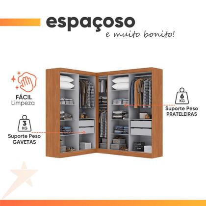 Imagem de Guarda Roupas Modulado de Canto Madrid com 9 Portas Maxel