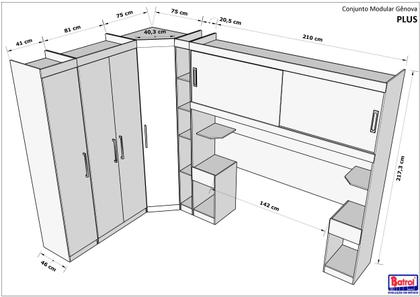 Imagem de Guarda roupas modulado genova plus multi medidas king/queen/convencional -batrol