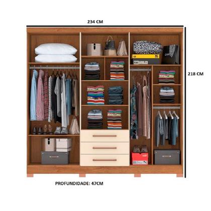 Imagem de Guarda-Roupas Paris New 6 Portas e 3 Gavetas Atualle