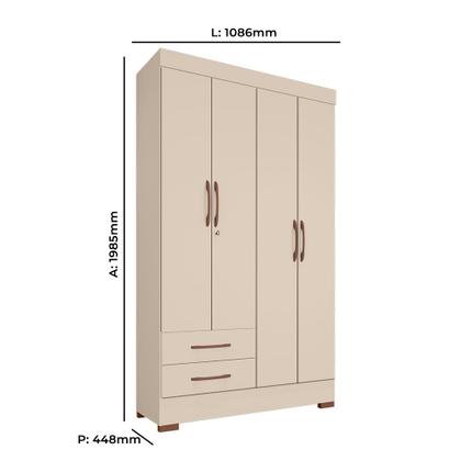 Imagem de Guarda-Roupas Porto Rico 100% MDF Tuboarte 4 Portas 2 Gavetas