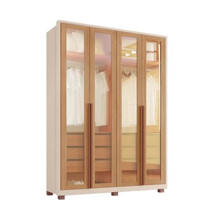 Imagem de Guarda-Roupas Reflecta 100% MDF Tuboarte 4 Portas 6 Gavetas c/ Kit de Espelhos e Pés