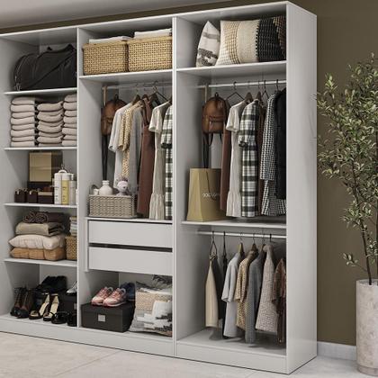 Imagem de Guarda-Roupas Sem Portas Closet 2 Cabideiros Kappesberg Adapt Branco 80cm