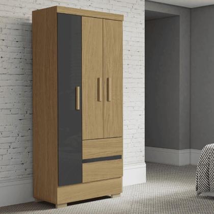 Imagem de Guarda Roupas Solteiro 3 Portas 2 Gavetas Coimbra Atacama / Grafite Aramóveis