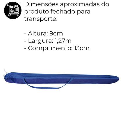 Imagem de Guarda-Sol FPS 100 2,40M Grande + 2 Cadeiras de Praia Alta Lazy em Alumínio Azul Marinho