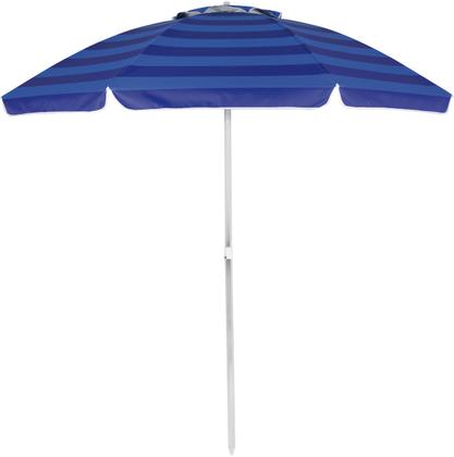 Imagem de Guarda-Sol FPS 100 2,40M Grande + 4 Cadeiras de Praia Alta Lazy em Alumínio Azul Marinho