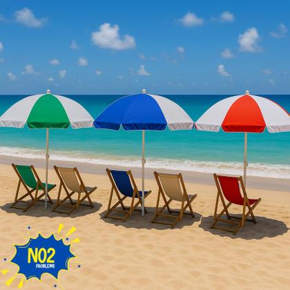 Imagem de Guarda Sol Listrado 2,4m NO2Problems  Proteção, Conforto e Praticidade