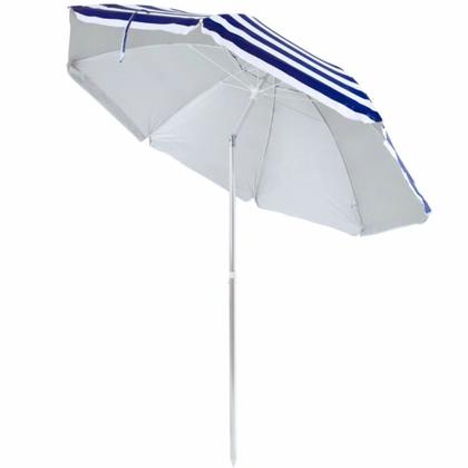 Imagem de Guarda Sol Praia Piscina 2,40 M Azul Claro com Branco Listrado Articulado Mor