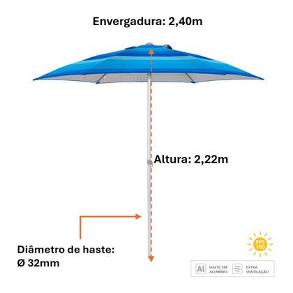 Imagem de Guarda Sol Premium 2,40m Alumínio Reforçado Milagres Azul - 12728 Belfix