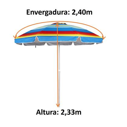 Imagem de Guarda Sol Rainbow 2,40m Alumínio Articulado Praia Piscina - 12060 Belfix