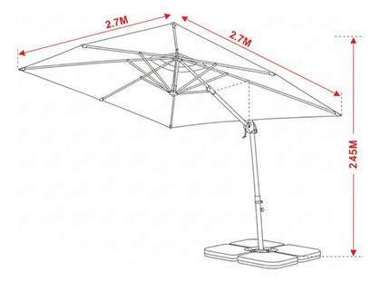 Imagem de Guarda Sol Roman Jardim Piscina Ombrelone 2,70m Com Base 60l