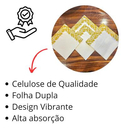 Imagem de Guardanapo Papel Dupla Camada Arabesco Dourado 33Cm C/20Un