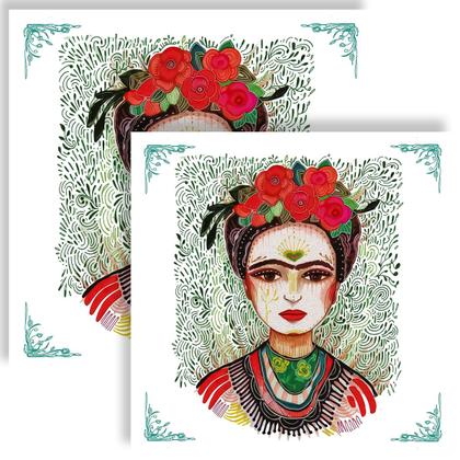 Imagem de Guardanapo para Decoupage 33x33 Frida Kahlo e Rosas C/20