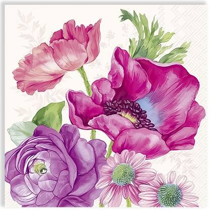 Imagem de Guardanapo para Decoupage Ihr 33x33 Flores Joleen C/ 2 Unidades
