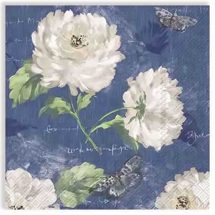 Imagem de Guardanapo para Decoupage Ihr 33x33 Flores Meredith Azul C/ 20 Unidade