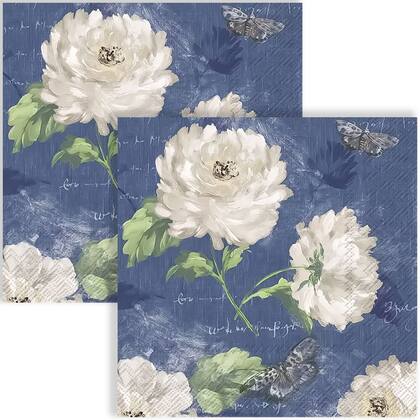Imagem de Guardanapo para Decoupage Ihr 33x33 Flores Meredith Azul C/ 20 Unidade