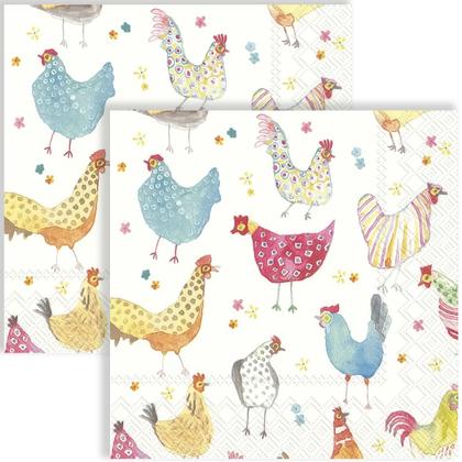 Imagem de Guardanapo para Decoupage Ihr 33x33 Galinhas Alegres C/ 20 Unidade