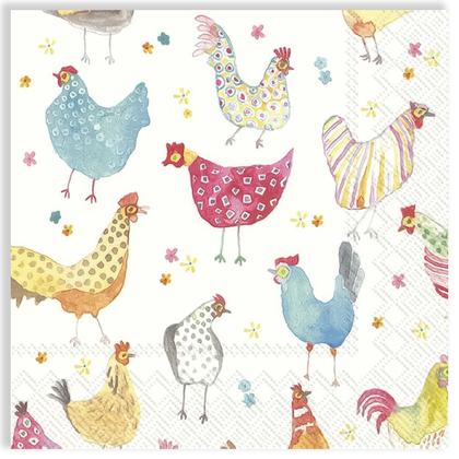 Imagem de Guardanapo para Decoupage Ihr 33x33 Galinhas Alegres C/ 20 Unidade